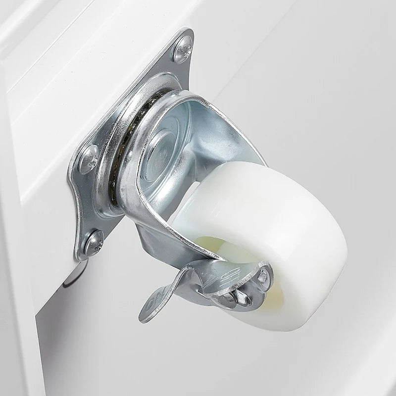 Meuble d'imprimante roulant blanc avec porte de rangement Étagère réglable sur roulettes