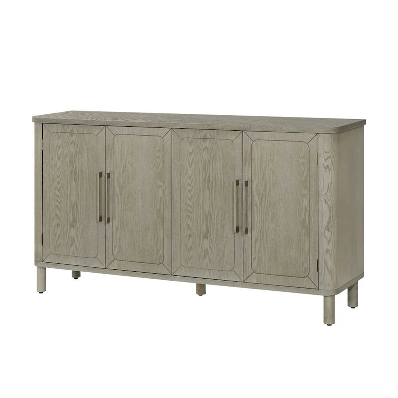 Buffet à quatre portes à grain de bois gris avec plateau incurvé