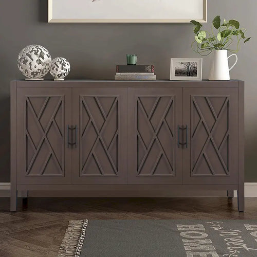 Vintage American Country Wooden Sideboard with Four Doors