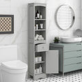 Meuble de rangement haut de salle de bain autoportant avec tiroir et étagère réglable, gris/vert/blanc