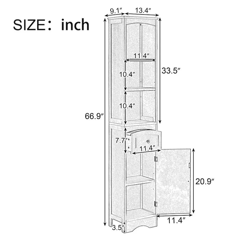 Meuble de rangement haut de salle de bain autoportant avec tiroir et étagère réglable, gris/vert/blanc