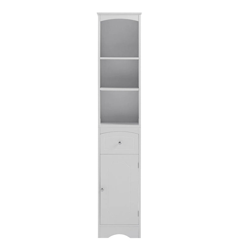 Meuble de rangement haut de salle de bain autoportant avec tiroir et étagère réglable, gris/vert/blanc