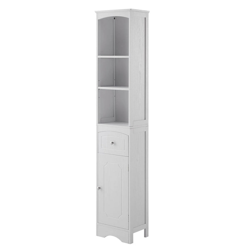 Meuble de rangement haut de salle de bain autoportant avec tiroir et étagère réglable, gris/vert/blanc