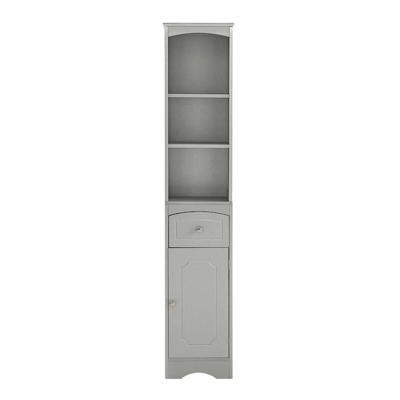 Meuble de rangement haut de salle de bain autoportant avec tiroir et étagère réglable, gris/vert/blanc