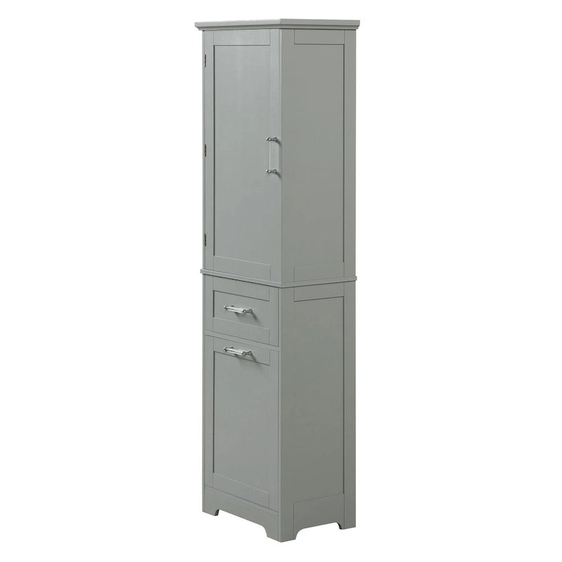 Meuble de rangement de salle de bain haut sur pied avec tiroirs, étagère réglable, noir