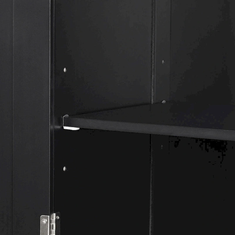 Meuble de rangement de salle de bain haut sur pied avec tiroirs, étagère réglable, noir