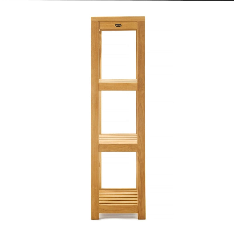 Étagère de rangement carrée de salle de bain à 4 niveaux en bois de teck naturel marron