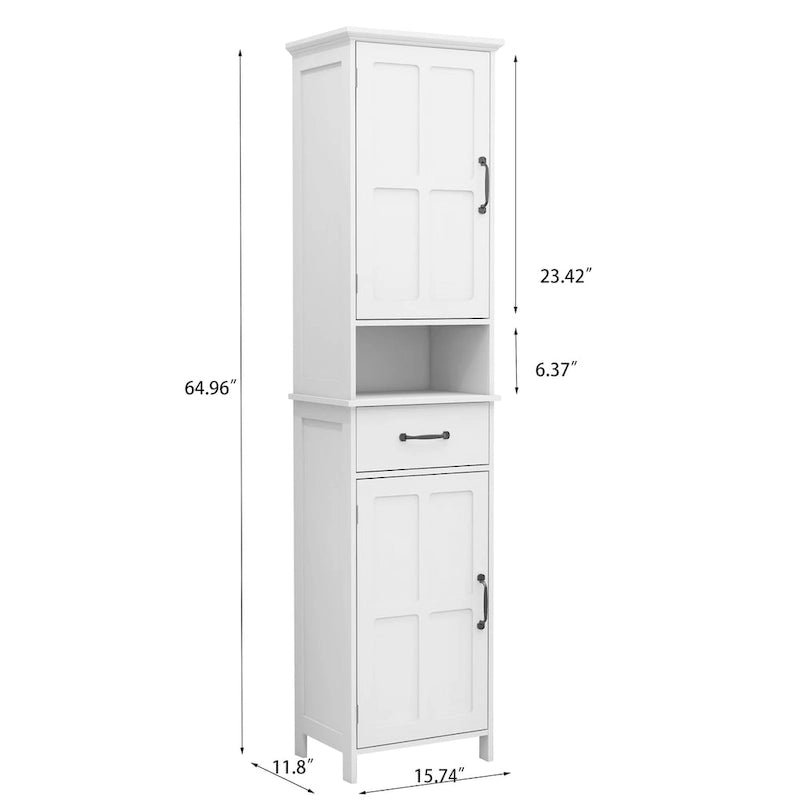 Armoire de rangement blanche étroite et haute à double porte, peu profonde