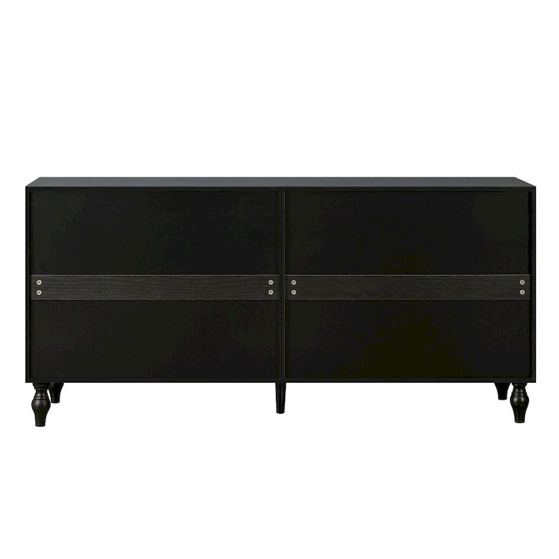Buffet vintage noir et blanc avec portes sculptées design élégant